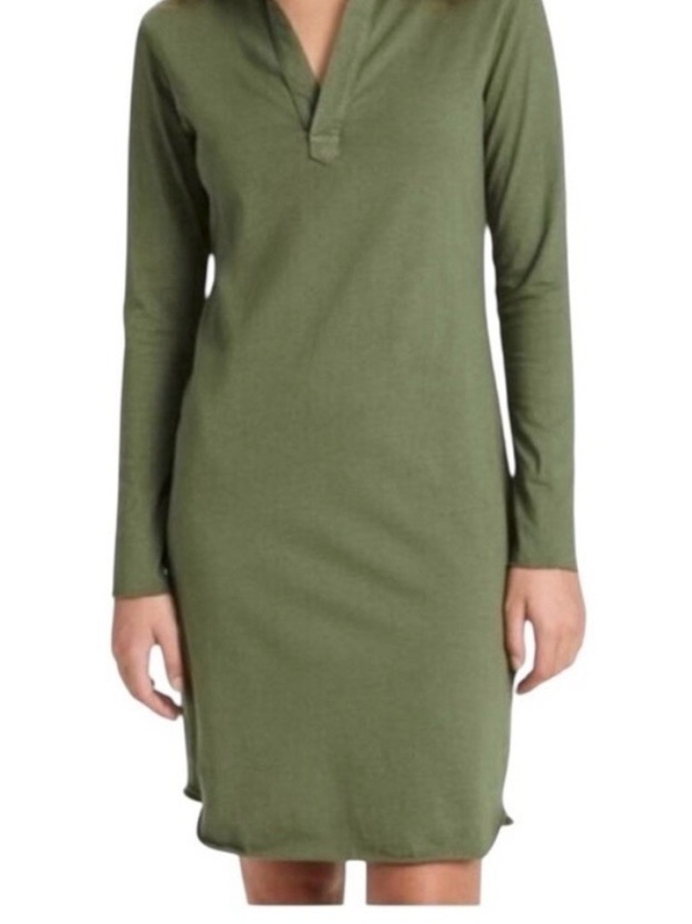 Frank & Eileen Olive Green Long-Sleeve V-Neck Shift Dress